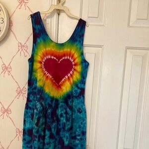 Adorable tie-dye dress with heart in the front.